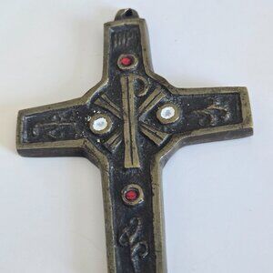 Antique French Bronze Medieval Style Cross